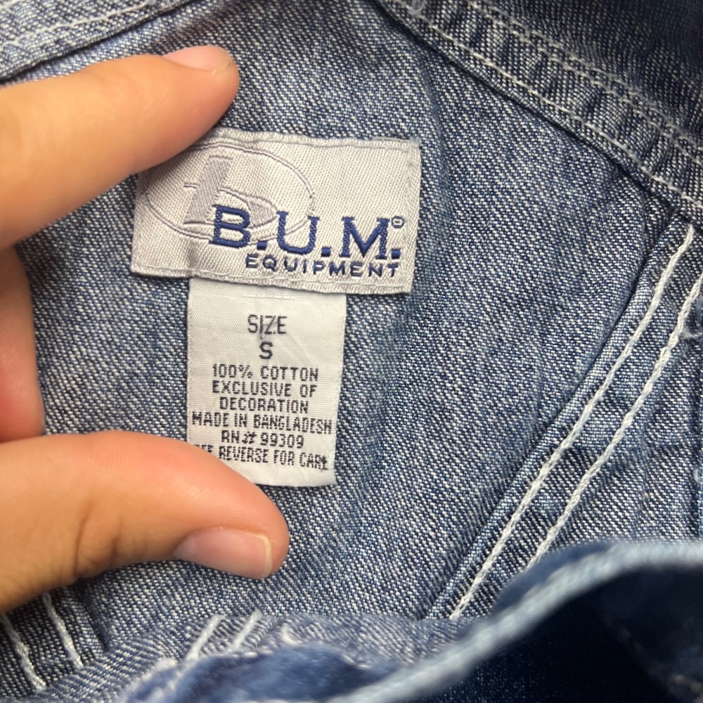 B.U.M. Equipment Denim Overalls Blue Carpenter Straight Leg Size Small 1394 - Picture 7 of 9